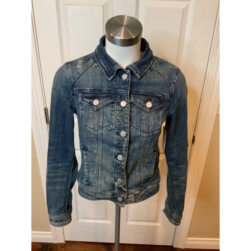Pilcro and the Letterpress Medium Wash Denim Button-Up Jean Jacket, Size XS